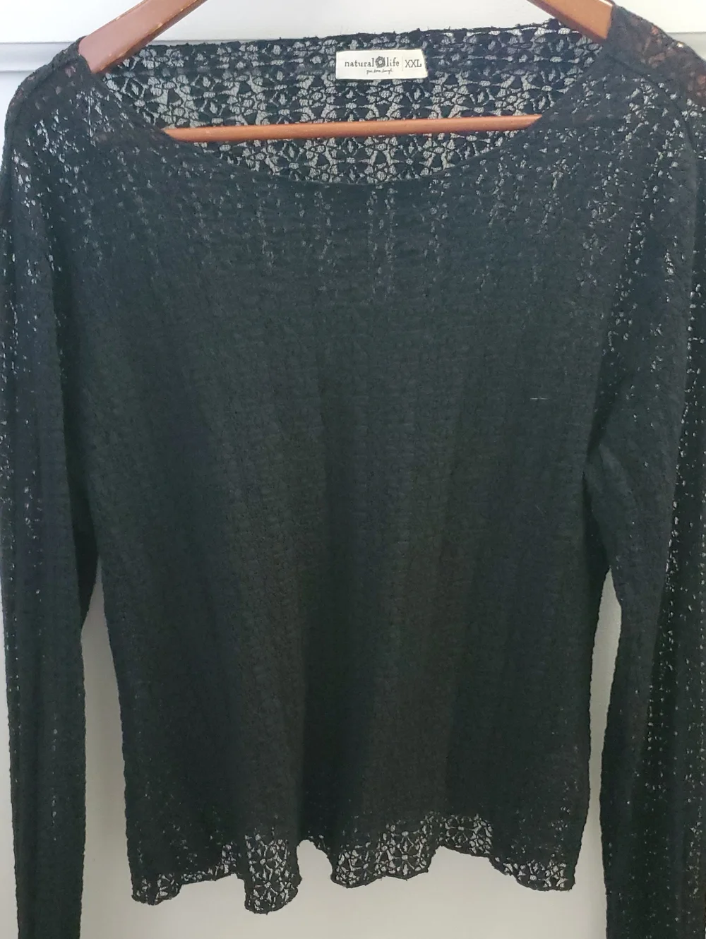 Natural Life Lace Layering Black Top Size XXL